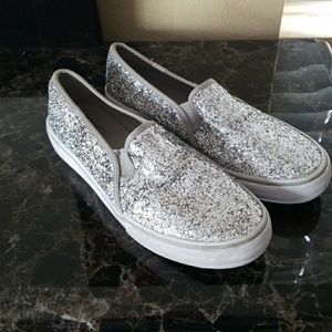 Keds woman's silver glitter slip on size 8